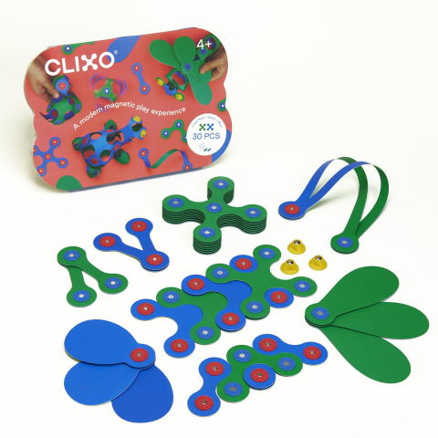 Cadouri copii - Clixo-Clixo joc magnetic de construit - Crew Albastru & Verde (30 piese)