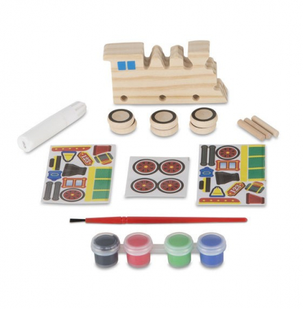 Játékok 4 éves kortól - Melissa & Doug Coloreaza-ti locomotiva din lemn Melissa and Doug