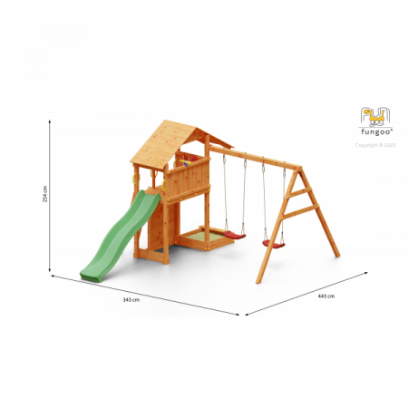 Fungoo-Complex joaca din lemn Smart 2 cu leagane, zid de catarat si turn Fungoo [1]