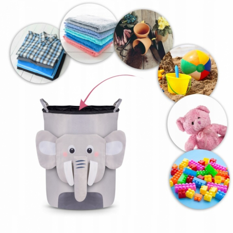 Cos mare pentru depozitarea jucariilor Nukido - Elefant gri [1]