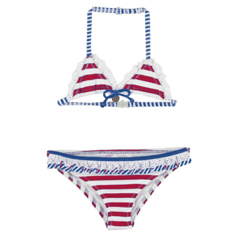 Játékok 3-5 éveseknek - Costum de baie cu 2 piese Rosu/Alb/Albastru (3754), 5 ani, 110 cm