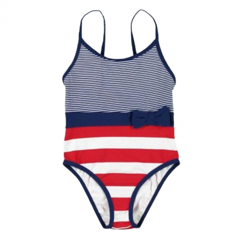 Játékok 6-8 éveseknek - Costum de baie intreg (3755), Bleumarin/Rosu/Alb, 8 ani, 128 cm
