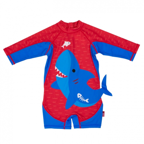 Jucarii 1-3 ani - Zoocchini-Costum de baie Zoocchini, protectie UPF50+, Marime L, 24-36 luni - Shark