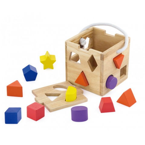 Jucarii 3-5 ani - Viga-Cub sortator din lemn