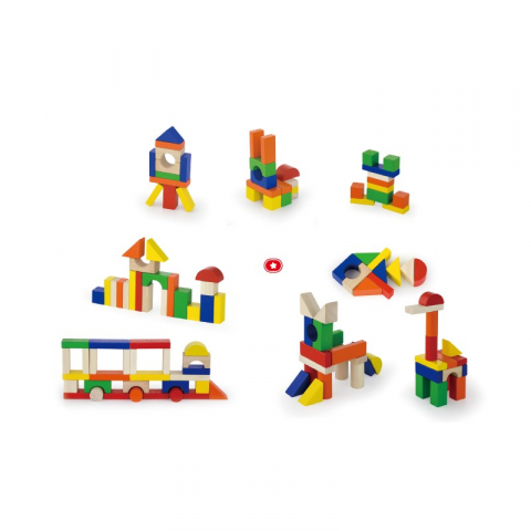 Cuburi de construit din lemn, colorate, 2.5 cm, 100 buc [1]