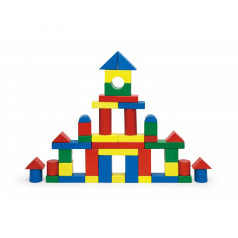 Viga-Cuburi de construit din lemn, colorate, 3.5 cm, 50 buc [3]