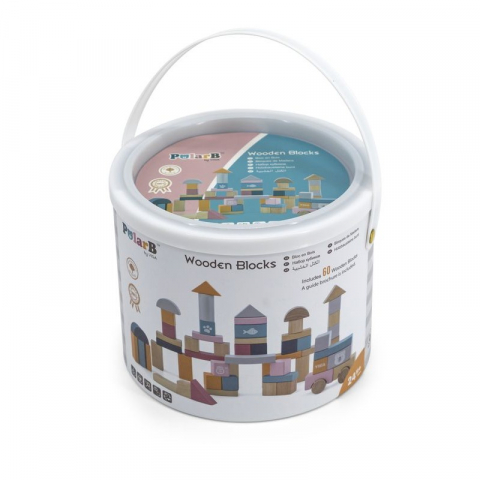 Jucarii 3-5 ani - Viga-Cuburi din lemn 60 buc, PolarB Viga