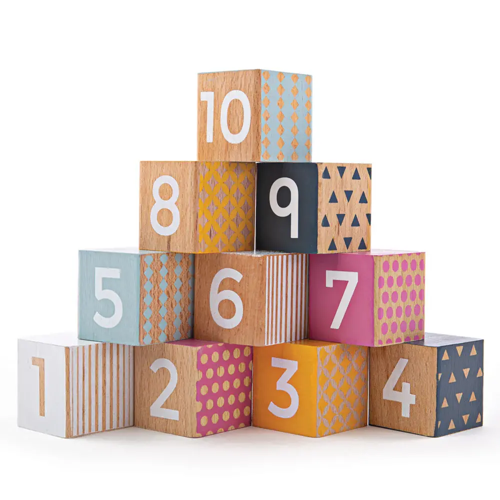 Jucarii 1-3 ani - BIGJIGS Toys-Cuburi din lemn - Invat sa numar