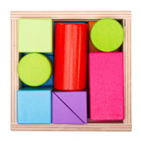 Oktató játékok - BIGJIGS Toys-Cuburi din lemn - Set 17 piese