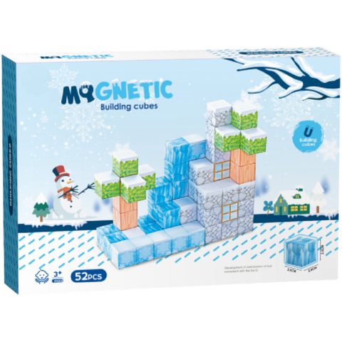 Oktató játékok - Cuburi magnetice - Iarna 52 piese (2.5 cm)
