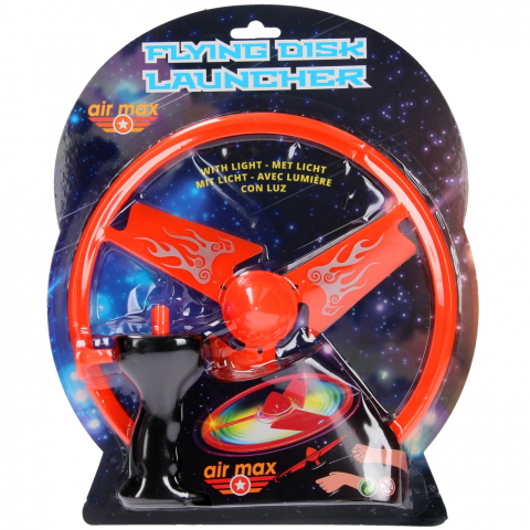 Jucarii 3-5 ani - UP Int'l-Disc zburator luminos cu dispozitiv de lansare, portocaliu, 25 cm