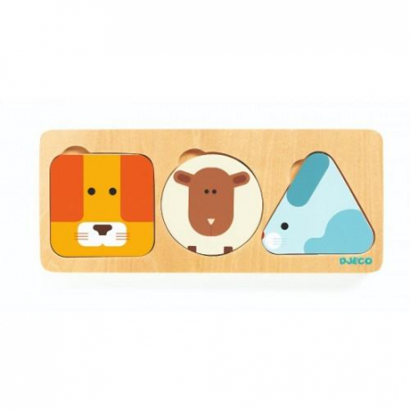 Cadouri botez - Djeco-Puzzle-incastru-Forme-animale-si-colori