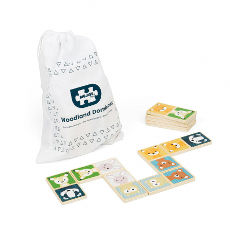 Jucarii educative - BIGJIGS Toys-Domino din lemn - Animalute din padure
