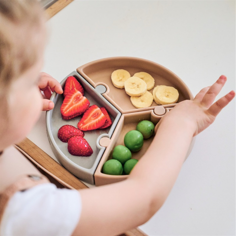 Minikoioi-Farfurie Puzzle Minikoioi, 100% Premium Silicone – Aqua Green / Powder Grey [5]