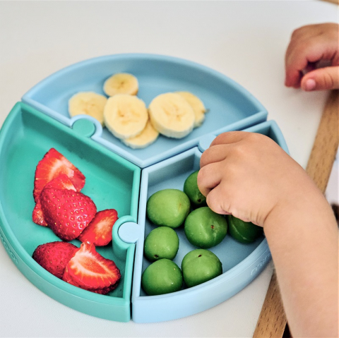 Minikoioi-Farfurie Puzzle Minikoioi, 100% Premium Silicone – Aqua Green / Powder Grey [4]