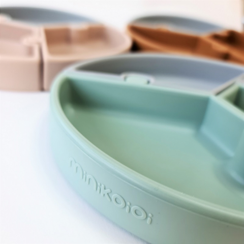 Minikoioi-Farfurie Puzzle Minikoioi, 100% Premium Silicone – Aqua Green / Powder Grey [3]