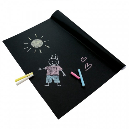 Jocuri si Jucarii Educative - Playbox Folie autoadeziva tabla neagra 2 m lungime si set creta colorata