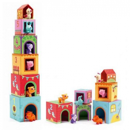 Építőkockák - Djeco-Topanifarm-Joc-cu-cuburi-si-figurine