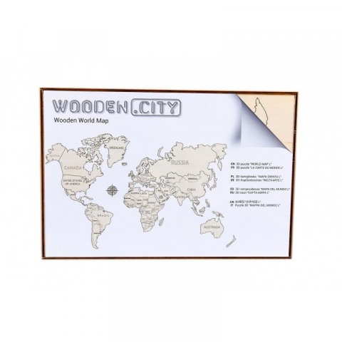 Jucarii 9-12 ani - Wooden City-Harta lumii puzzle 3D de perete (L)