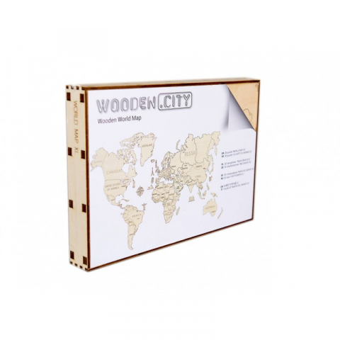 Jucarii 9-12 ani - Wooden City-Harta lumii puzzle 3D de perete (XL)