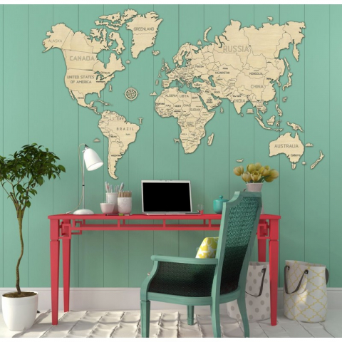 Wooden City-Harta lumii puzzle 3D de perete (XXL) [2]