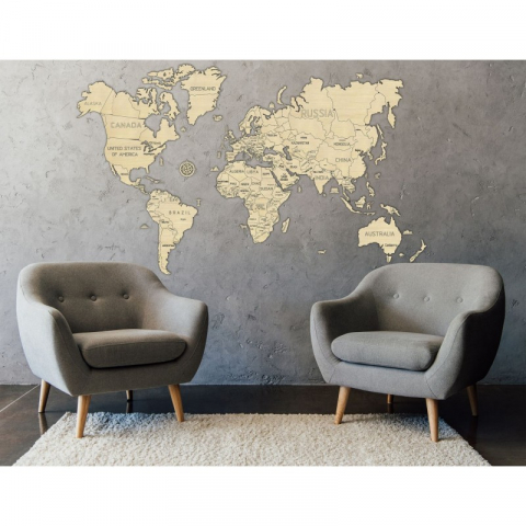 Wooden City-Harta lumii puzzle 3D de perete (XXL) [3]