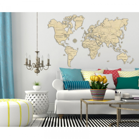 Wooden City-Harta lumii puzzle 3D de perete (XXL) [6]