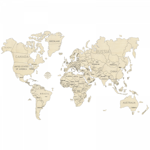 Wooden City-Harta lumii puzzle 3D de perete (XXL) [1]