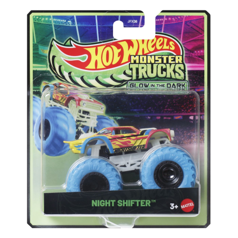 Jucarii educative - Mattel-Hot Wheels Monster Truck Glow In The Dark Masinuta Night Shifter Scara 1 La 64