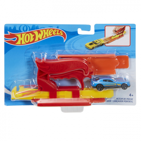 Játékok 3-5 éveseknek - Hot Wheels Set Lansator Portabil Rosu Si Masinuta