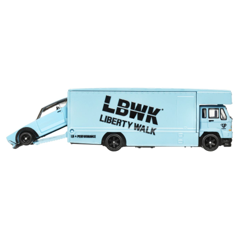 Hot Wheels Transportator Fleet Flyer Cu Masinuta Nissan Skyline 2000 Gt-R Lbwk Scara 1:64 [3]