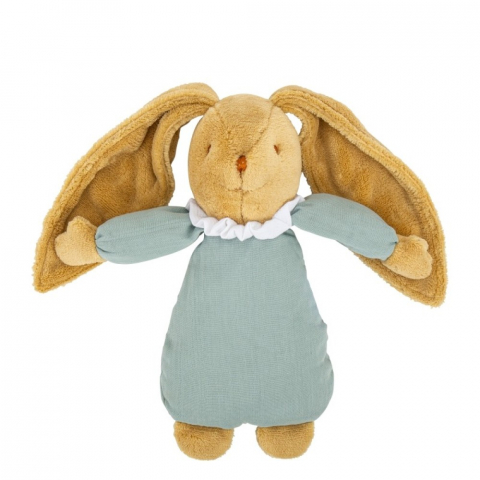 Jucarii 0-12 luni - Trousselier-Iepure muzical bumbac organic - 25 cm Verde