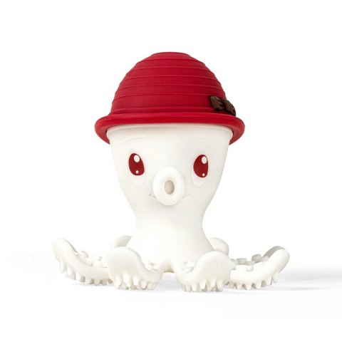 Jucarii 0-12 luni - Mombella-INEL GINGIVAL DIN SILICON, MOMBELLA - OCTOPUS ROSU
