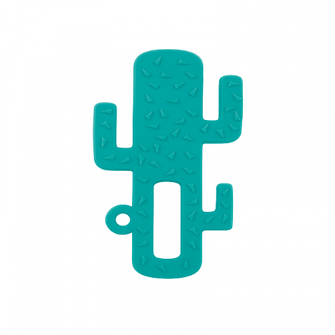 Jucarii 0-12 luni - Minikoioi-Inel gingival Minikoioi, 100% Premium Silicone, Cactus  – Aqua Green