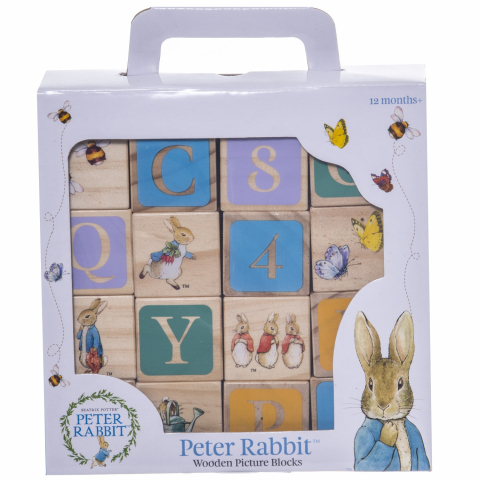 Jucarii 1-3 ani - Rainbow Designs-Joc 16 cuburi din lemn Peter Rabbit
