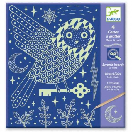 Ügyességi játékok - Djeco-Joc-creativ-de-razuit-planse-fluorescente-Noaptea