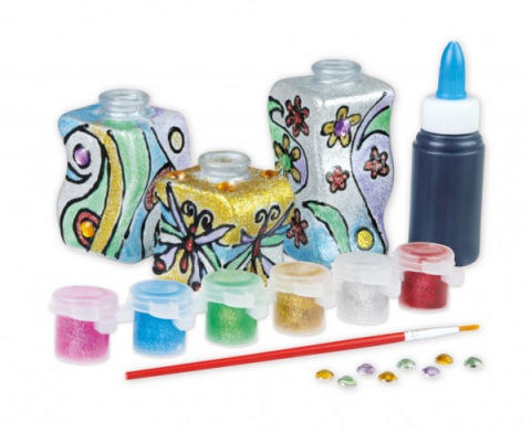 Lucru manual copii - Joc creativ pictura pentru copii Lena Vaze si sticlute flori din plastic cu acuarele incluse