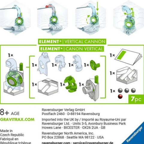 Ravensburger-Joc de constructie Gravitrax Vertical Cannon, set de accesorii, Tun Vertical [1]