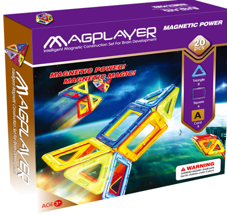 Jucarii magnetice - Magplayer-Joc-de-constructie-magnetic-20-piese