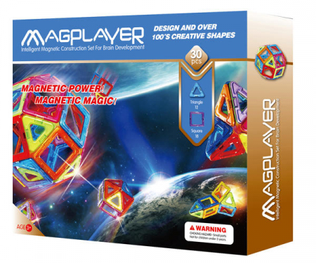 Jucarii magnetice - Magplayer-Joc-de-constructie-magnetic-30-piese