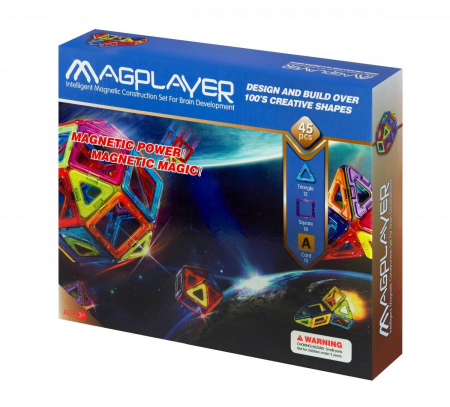 Jucarii magnetice - Magplayer-Joc-de-constructie-magnetic-45-piese