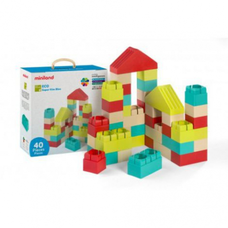Baba ajándékok - Miniland Joc de construit Eco Kim Blocks 40 piese