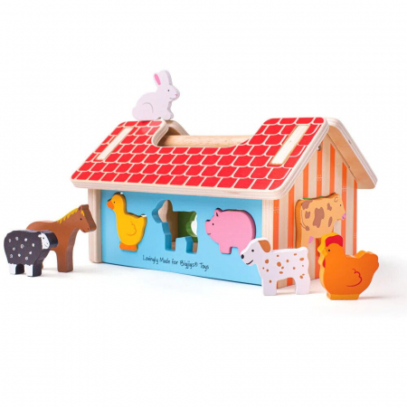 Jocuri de indemanare - BIGJIGS Toys-Joc de sortare - Ferma vesela