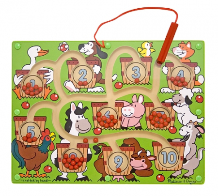 Jucarii alfabet - Melissa-Doug-Joc-din-lemn-Labirint-Magnetic-Numerele
