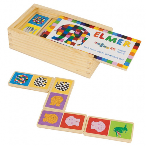 Jucarii sub 50 RON - Rainbow Designs-Joc Domino din lemn, Elmer, 28 piese