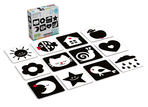 Joc educational pentru bebelusi, Flash Contrast Cards, Carduri alb-negru pentru acuitate vizuala, KuKiKuk Efko, 12 piese, 24 imagini mari contrastante, carton gros, varsta 0-6 luni [2]