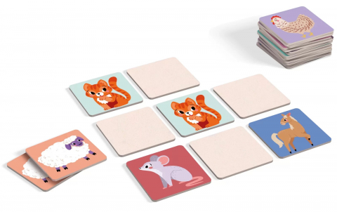 Joc educational pentru copii, Animale Memo, KuKiKuk Efko, 24 perechi, 12 piese mari, carton gros, animatii colorate haioase, varsta 2-6 ani [2]