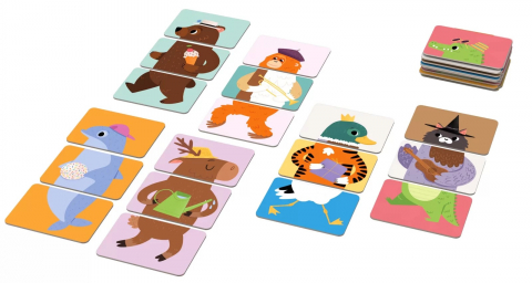 Joc educational pentru copii, Animale Mix and Match, KuKiKuk Efko, 18 piese mari, carton gros, animatii colorate haioase, varsta 2-6 ani [1]