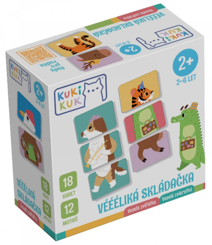 Cadouri copii - Joc-educational-pentru-copii,-Animale-Mix-and-Match,-KuKiKuk-Efko,-18-piese-mari,-carton-gros,-animatii-colorate-haioase,-varsta-2-6-ani-Efko