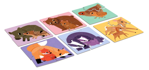 Joc educational pentru copii, Puzzle Mama si Puii, KuKiKuk Efko, 6 perechi, 30 piese mari, carton gros, animatii colorate haioase, varsta 2-5 ani [1]